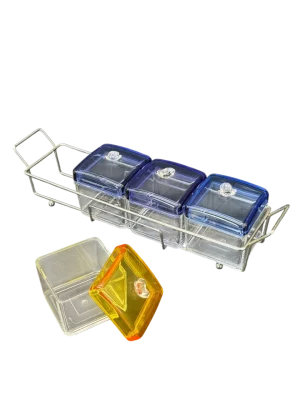 Crystal Container Jar & Rack (4 pcs set)